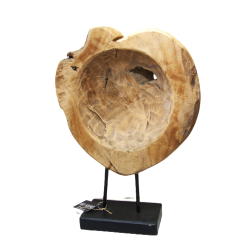 Serce z drewna tekowego dekoracja stojąca L